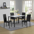 Set da Pranzo di 5 Pezzi con Tavolo Rettangolare con Piano Effetto Marmo e 4 Sedie Imbottite in Ecopelle