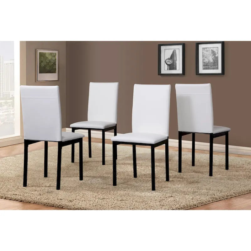 Set da Pranzo di 5 Pezzi con Tavolo Rettangolare con Piano Effetto Marmo e 4 Sedie Imbottite in Ecopelle