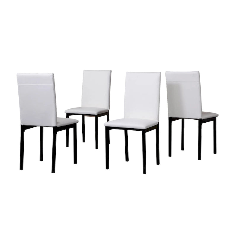 Set da Pranzo di 5 Pezzi con Tavolo Rettangolare con Piano Effetto Marmo e 4 Sedie Imbottite in Ecopelle