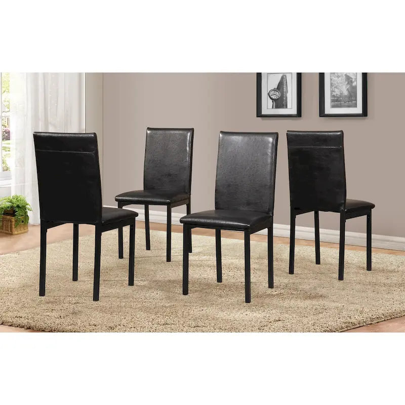 Set da Pranzo di 5 Pezzi con Tavolo Rettangolare con Piano Effetto Marmo e 4 Sedie Imbottite in Ecopelle