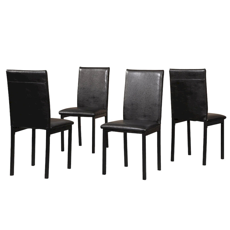 Set da Pranzo di 5 Pezzi con Tavolo Rettangolare con Piano Effetto Marmo e 4 Sedie Imbottite in Ecopelle