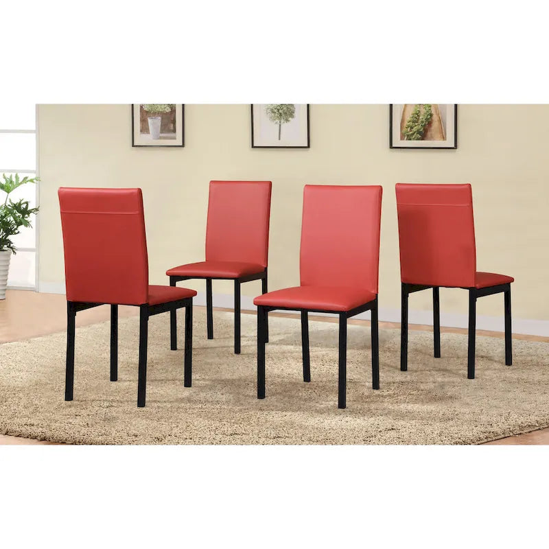 Set da Pranzo di 5 Pezzi con Tavolo Rettangolare con Piano Effetto Marmo e 4 Sedie Imbottite in Ecopelle