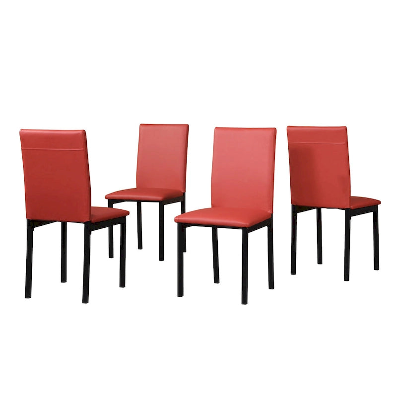 Set da Pranzo di 5 Pezzi con Tavolo Rettangolare con Piano Effetto Marmo e 4 Sedie Imbottite in Ecopelle
