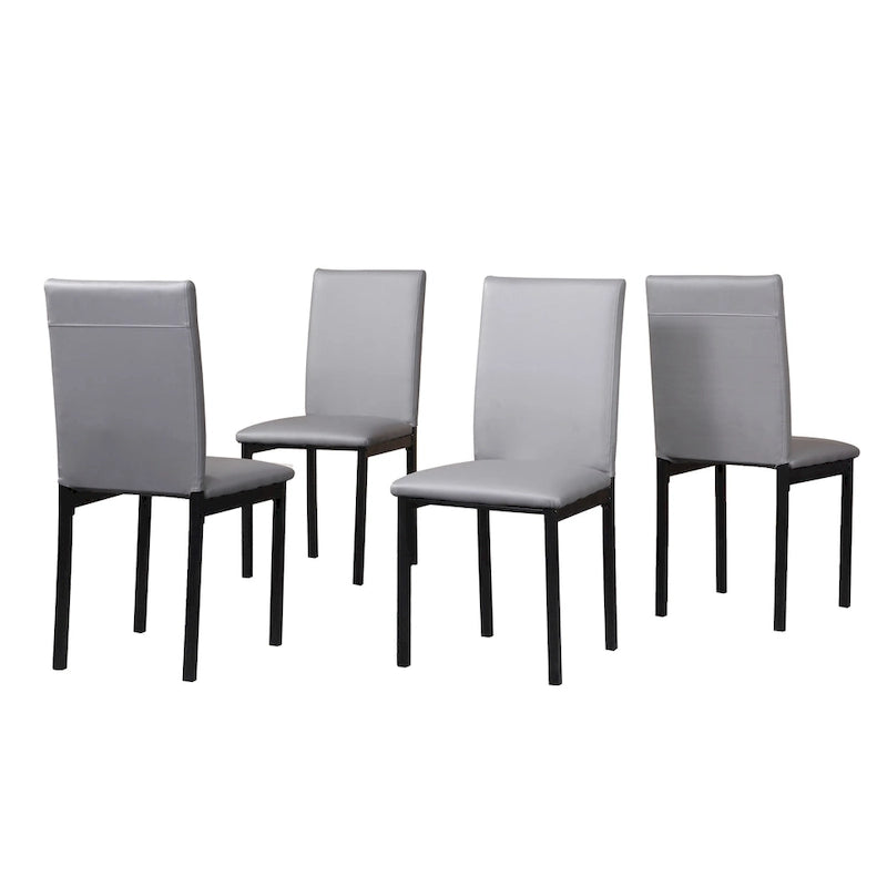 Set da Pranzo di 5 Pezzi con Tavolo Rettangolare con Piano Effetto Marmo e 4 Sedie Imbottite in Ecopelle