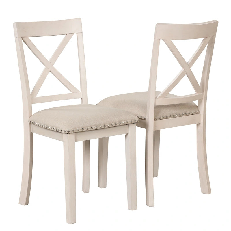 Vintage 5-Piece Wooden Dining Table Set with Expandable Round Table & 4 Chairs