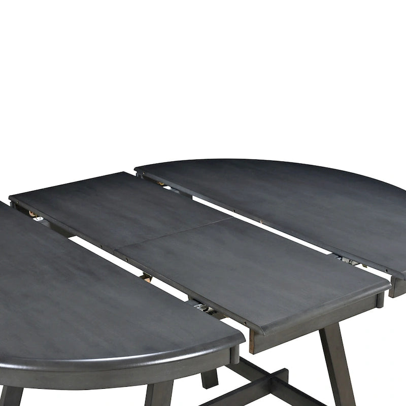 Set da pranzo da 5 pezzi in legno con tavolo rotondo allungabile e 4 sedie
