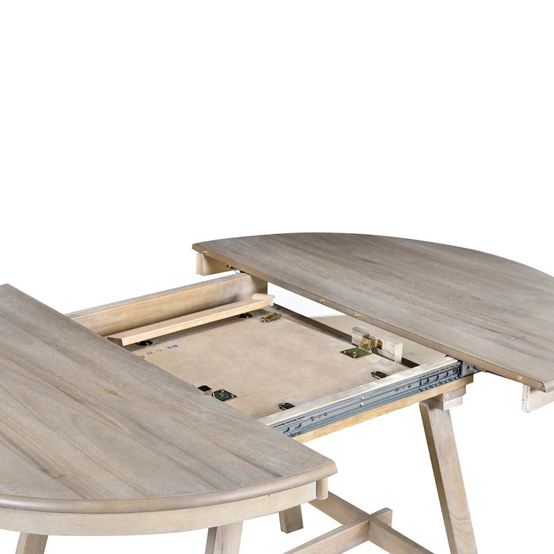 Set da pranzo da 5 pezzi in legno con tavolo rotondo allungabile e 4 sedie