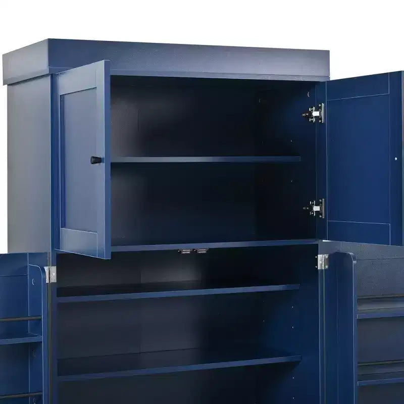 Dispensa da cucina indipendente 77H, armadio contenitore in stile rustico con ripiani regolabili, ripiani sulla porta, cassetti e portabottiglie - ModernLuxe