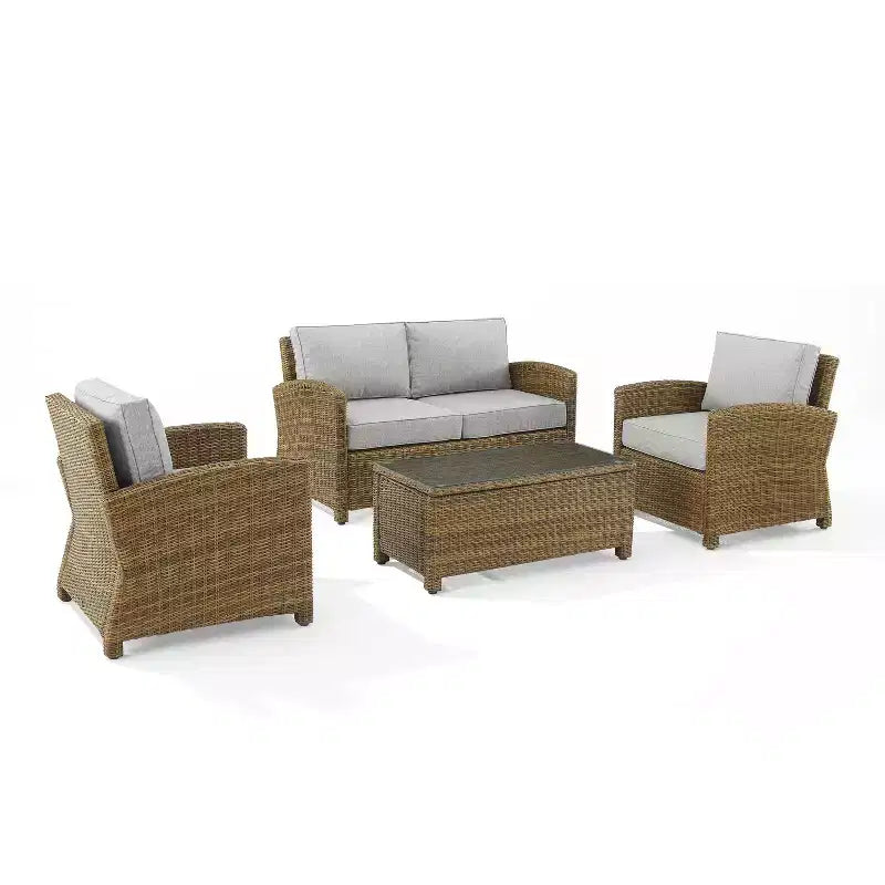 Set conversazione da esterno in vimini Bradenton 4 pezzi - Crosley