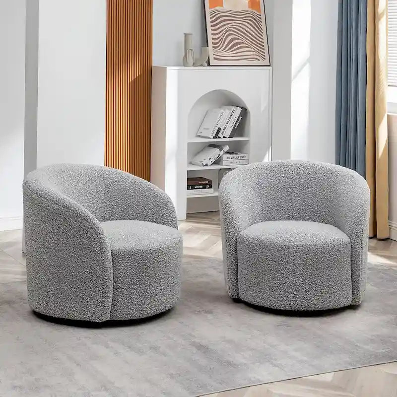 Poltrona girevole a barilotto imbottita KINWELL da 34 pollici (Set di 2)