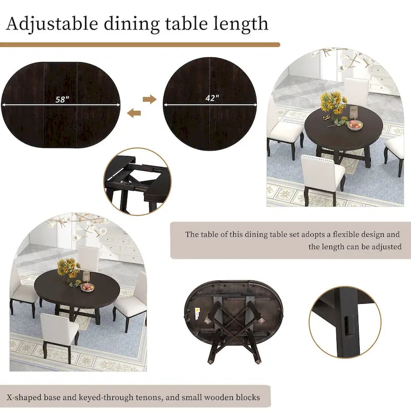 Tavolo da pranzo allungabile rotondo da cascina con 16 inserti in legno per cucina