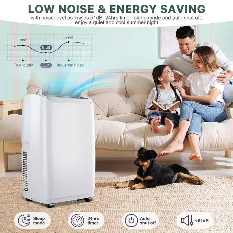 Condizionatore Portatile da 14000 BTU, Rinfresca Fino a 70 m², Unità AC Portatile con Deumidificatore
