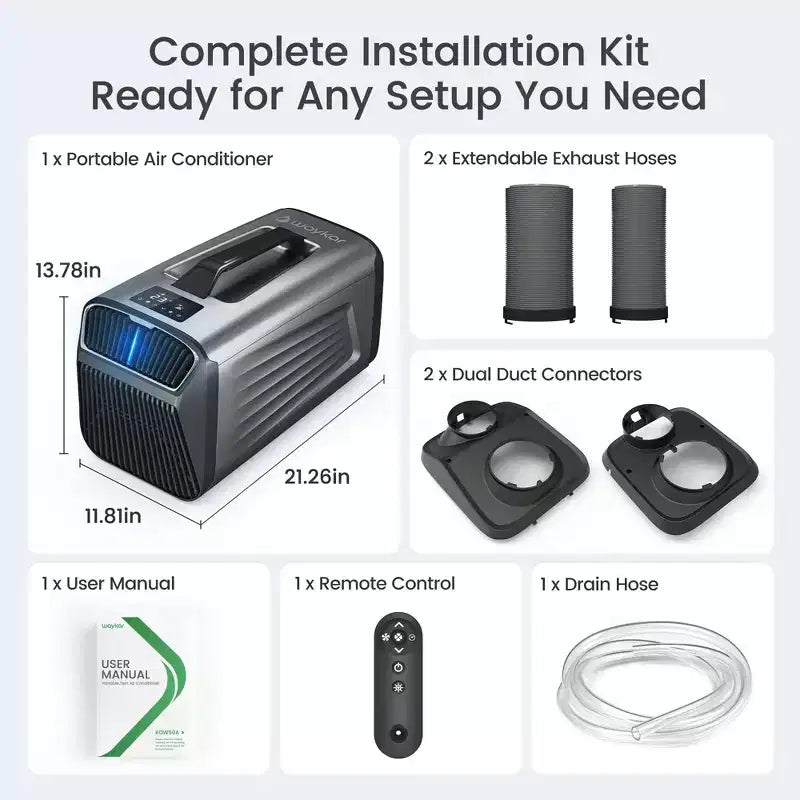 Condizionatore portatile Waykar 3-in-1 da 5000 BTU con deumidificatore e telecomando per tenda, campeggio e camper