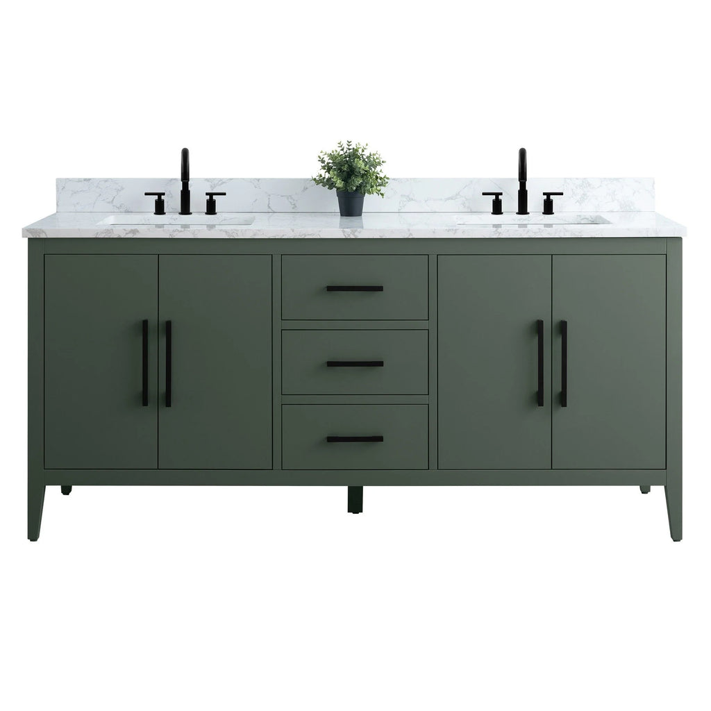 Mobile lavabo doppio Vanity Art 72 per bagno con piano in marmo composito