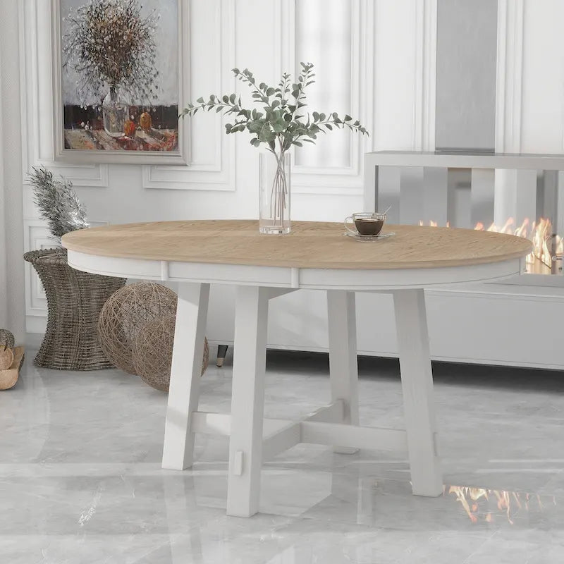 Tavolo da pranzo allungabile rotondo da cascina con 16 inserti in legno per cucina
