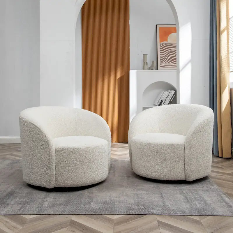 Poltrona girevole a barilotto imbottita KINWELL da 34 pollici (Set di 2)