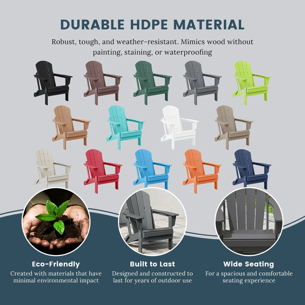 Polytrends Laguna Sedia Adirondack Pieghevole da Esterno per Patio Resistente allo Sbiadimento e alle Intemperie