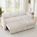 Divano Letto Estraibile 2 in 1 con Chaise Longue Contenitore, Divano Componibile in Ciniglia con Porte USB per Soggiorno