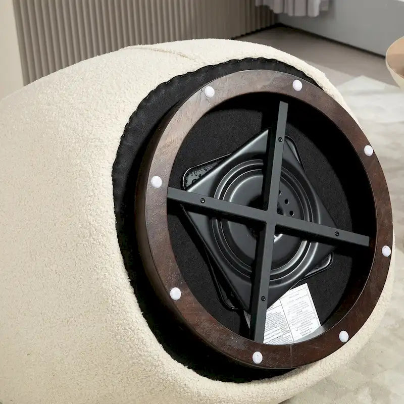 Poltrona Girevole Imbottita a Botte con Contenitore, Sedia Moderna da Salotto per Camera da Letto/Ufficio/Zone Lettura