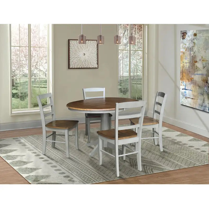 Table à manger ronde extensible 36 po avec 4 chaises Madrid