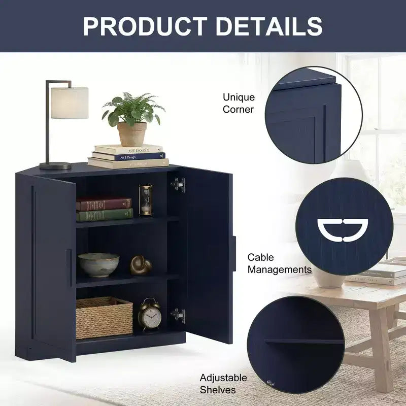 Mobile ad Angolo Dovelina con Ripiani Regolabili Credenza Buffet Vetrinetta Vino Mobile da Cucina e Sala da Pranzo con Ante in Legno - 31H x 31W, 36H x 31W
