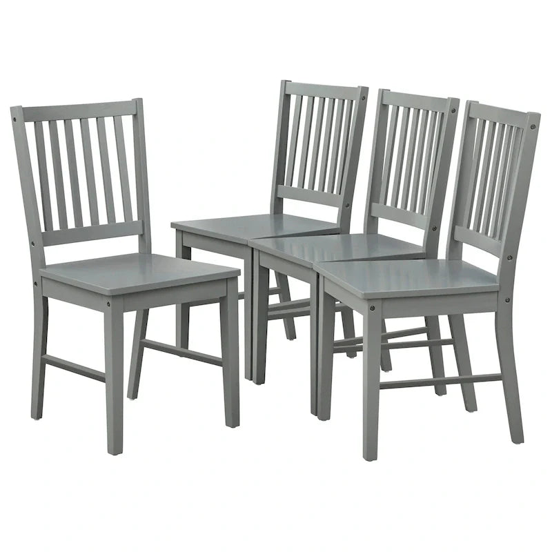 Set di 4 sedie da pranzo con schienale a doghe in legno massello, struttura robusta, design classico, facile montaggio