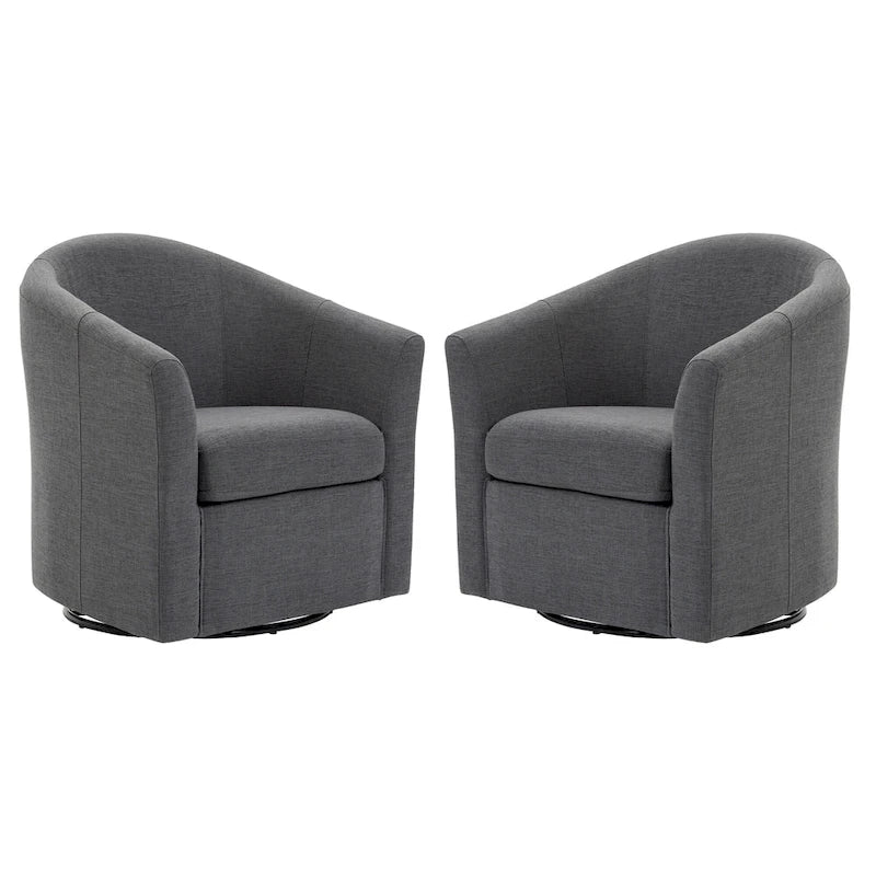 Set di 2 Poltrone Girevoli Moderne Imbottite a Barilotto, Poltrone Accent per Soggiorno