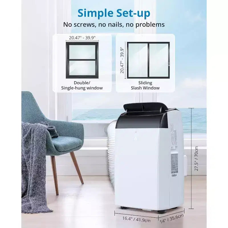 Condizionatore portatile 14000 BTU, unità AC 3-in-1 per ambienti fino a 70 m² con deumidificatore