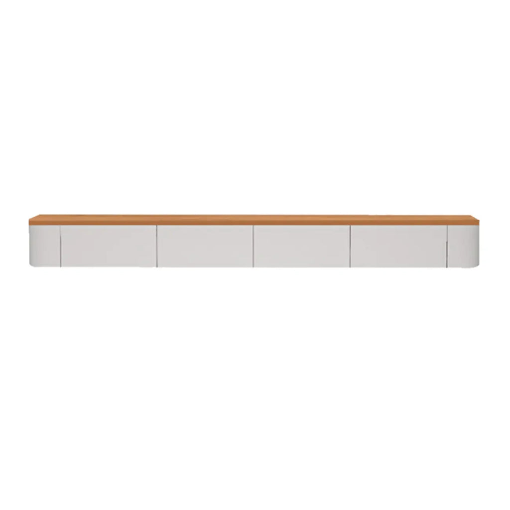 Mobile TV galleggiante contemporaneo in legno bianco con cassetti