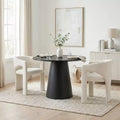 Set Tavolo da Pranzo Piccolo per 2, Sedie Imbottite Beige, Tavolo da Pranzo Rotondo con Piedistallo, Mobili da Cucina Moderni e Compatti-Panipeachy