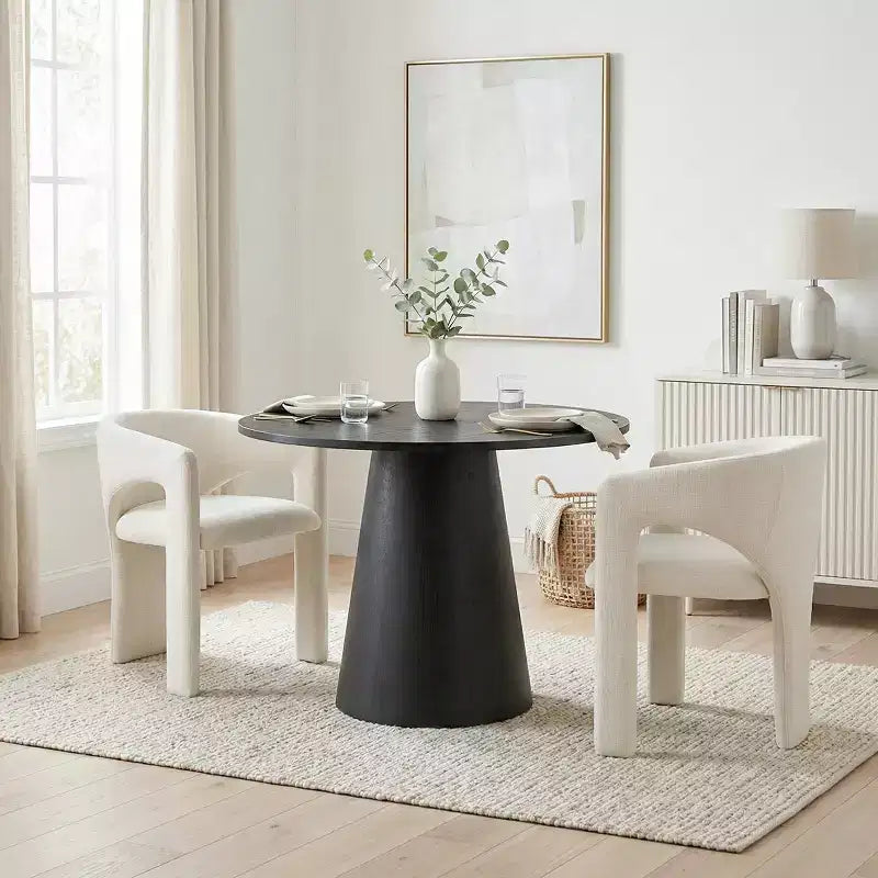 Set Tavolo da Pranzo Piccolo per 2, Sedie Imbottite Beige, Tavolo da Pranzo Rotondo con Piedistallo, Mobili da Cucina Moderni e Compatti-Panipeachy