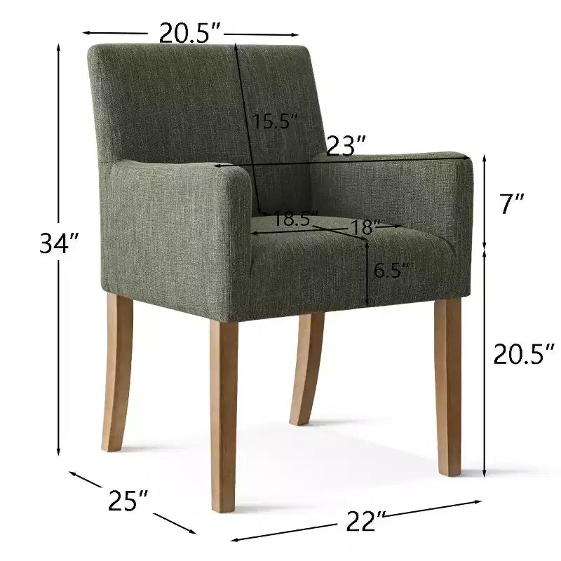 Set di 6 sedie da pranzo imbottite con braccioli, poltrone moderne in lino con gambe in legno, sedie occasionali per sala da pranzo, soggiorno - Panipeachy