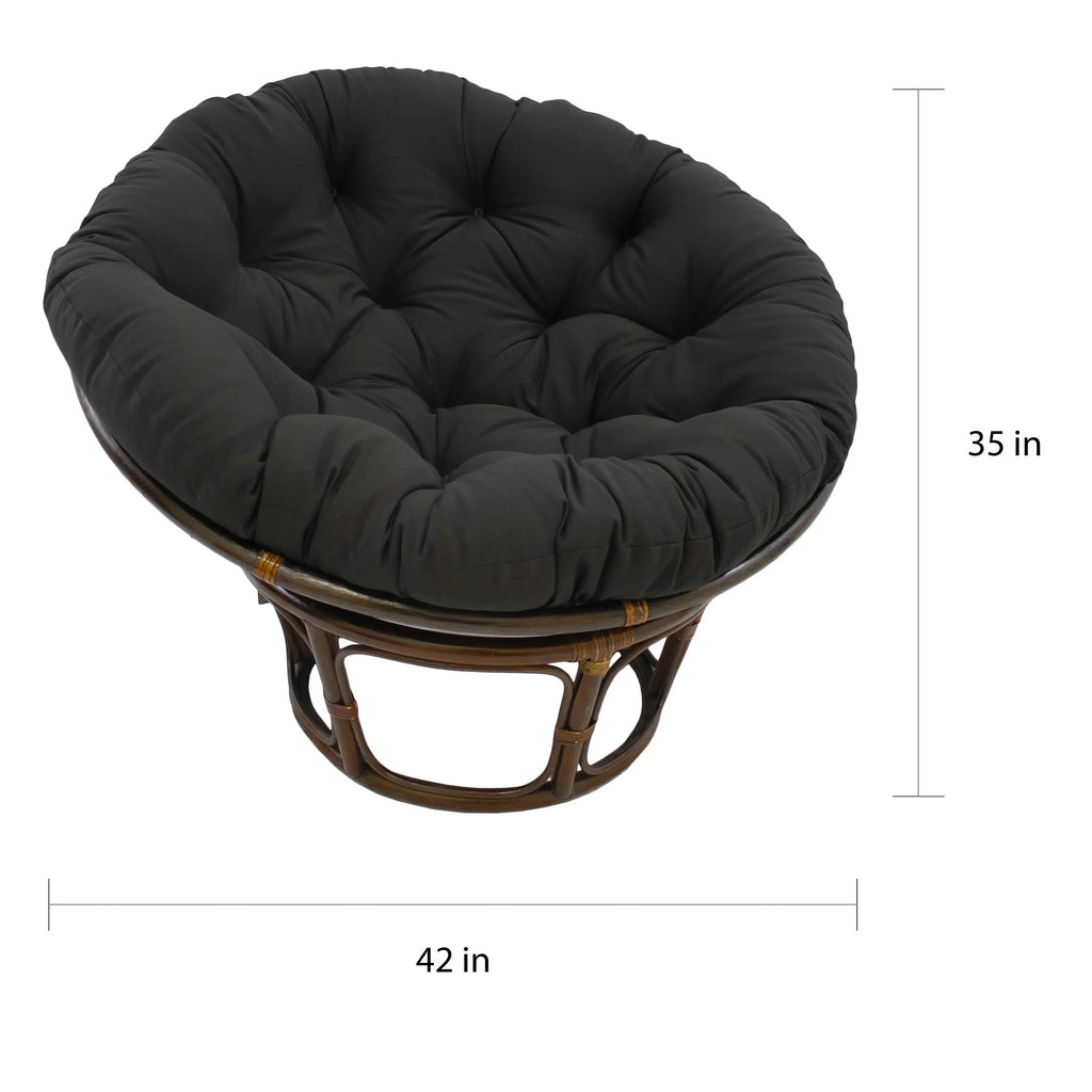 Poltrona Papasan Bali da 42 pollici in rattan con cuscino in twill