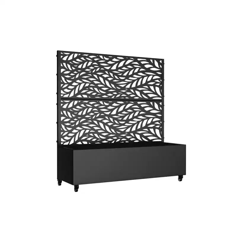 MAYEERTY Fioriera con traliccio in ferro nero a persiana classico Helen Street 01 Stile combinato 72x47x16in Set da 3 pezzi