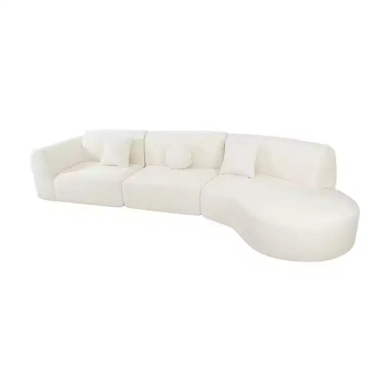 Divano componibile curvo moderno da 140 pollici con chaise longue, set da 3 pezzi, per soggiorno
