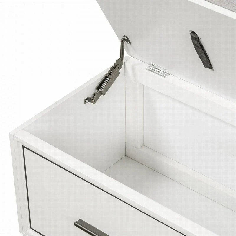 Panca scarpiera con cuscino rimovibile e contenitore nascosto per l'organizzazione di ingresso e soggiorno
