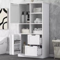 Mobiletto da bagno alto 157 cm, mobiletto indipendente da terra con cassetto e ripiano regolabile, mobiletto per dispensa per bagno e soggiorno
