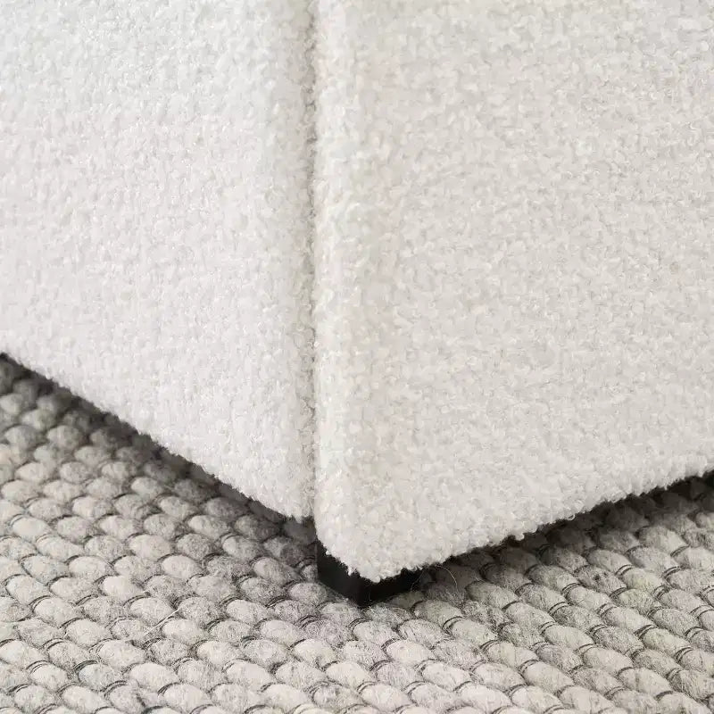 Letto Queen Size Moderno Rivestito in Bouclé con Cassetti Contenitore