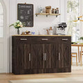 Mobile Buffet Celebalcony con Contenitore, Grande Mobile Contenitore da Cucina da 53,4 pollici con 3 Cassetti e 4 Ante, Ripiano Regolabile per Cucina, Soggiorno