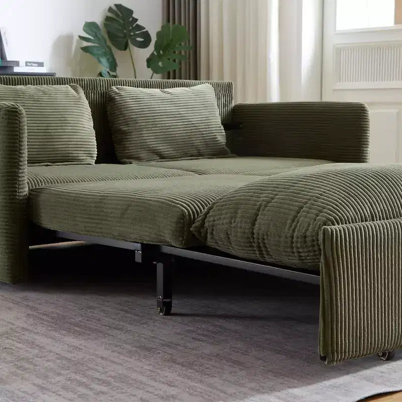 Divano Letto Convertibile in Velluto a Coste 3-in-1 con Letto Estraibile 64.5
