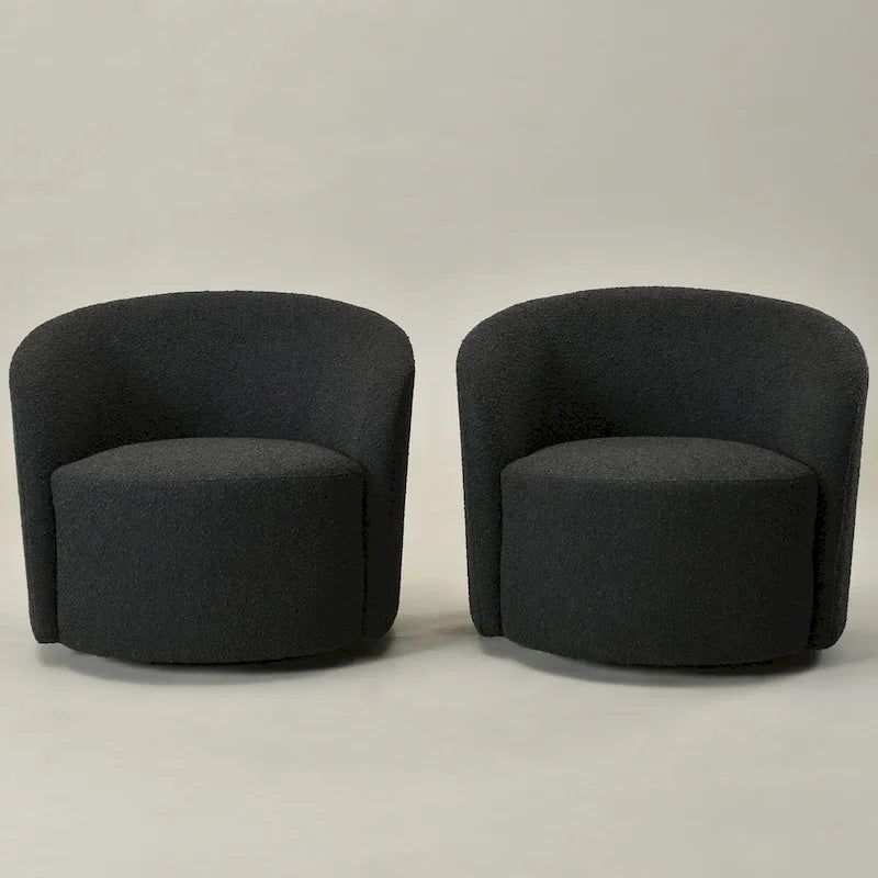 Poltrona girevole a barilotto imbottita KINWELL da 34 pollici (Set di 2)