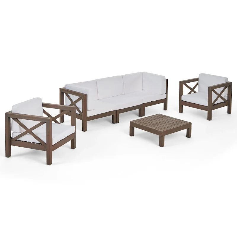 Set da conversazione Brava Outdoor a 6 pezzi in legno di acacia di Christopher Knight Home