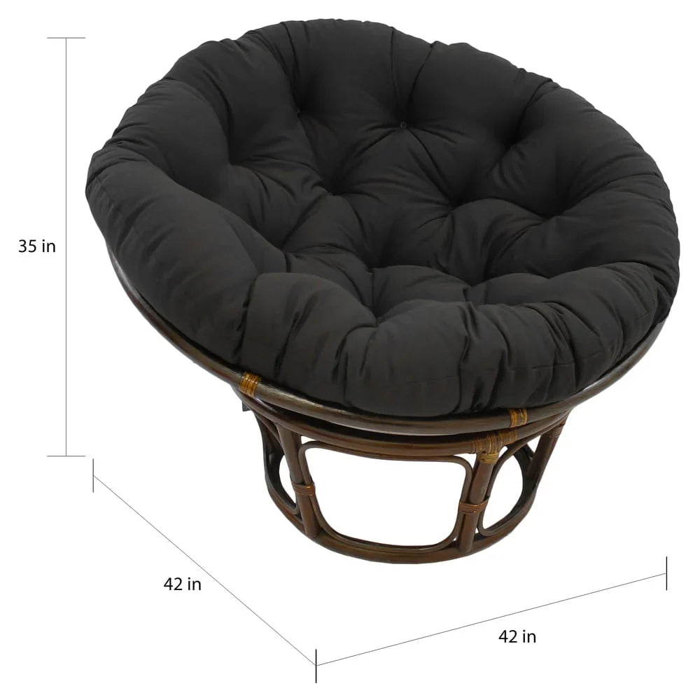Poltrona Papasan Bali da 42 pollici in rattan con cuscino in twill