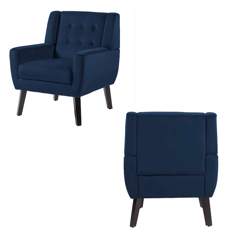 Set di 2 Poltrone Accent in Velluto per Soggiorno, Poltrona Imbottita
