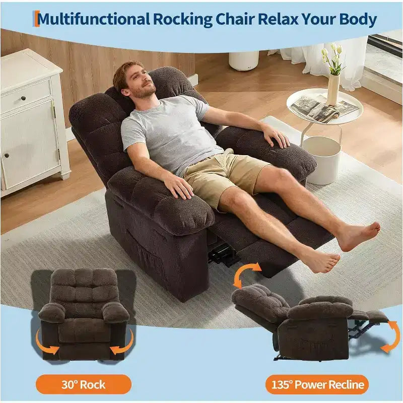 Poltrona reclinabile manuale, poltrona reclinabile ergonomica in tessuto traspirante con tasche laterali, divano singolo, adatta per soggiorno e camera da letto