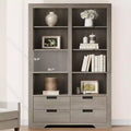 Libreria alta 72" con 4 cassetti, scaffale portaoggetti da terra in stile rustico per camera da letto, soggiorno, ufficio domestico