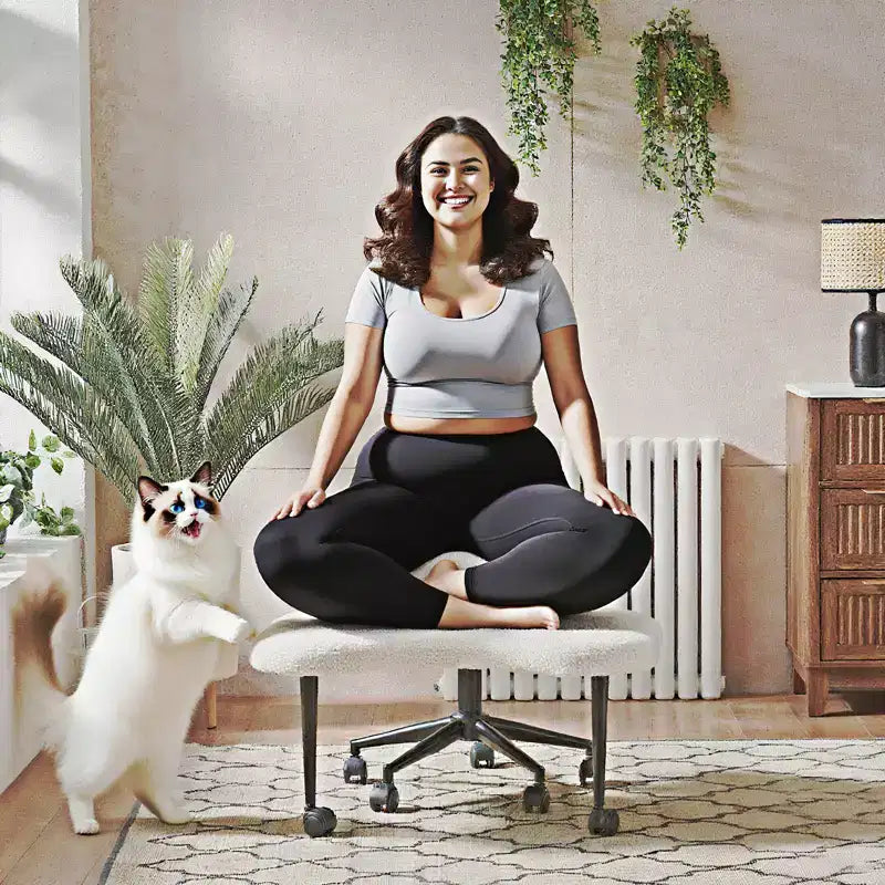 Pinmoco Sedia da ufficio ergonomica Criss Cross, sedia da meditazione regolabile in altezza, girevole a 360°, supporto lombare, sedia da lavoro e da ufficio, sedia ADHD