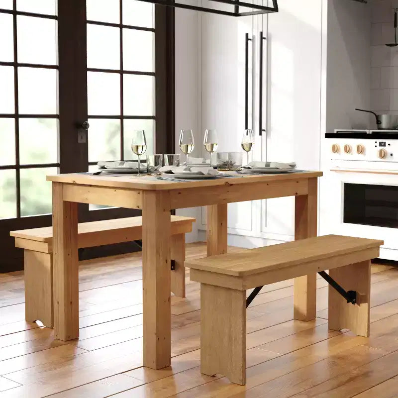 Flash Furniture Tavolo da Pranzo Rettangolare Rustico in Pino Massiccio 46 x 30