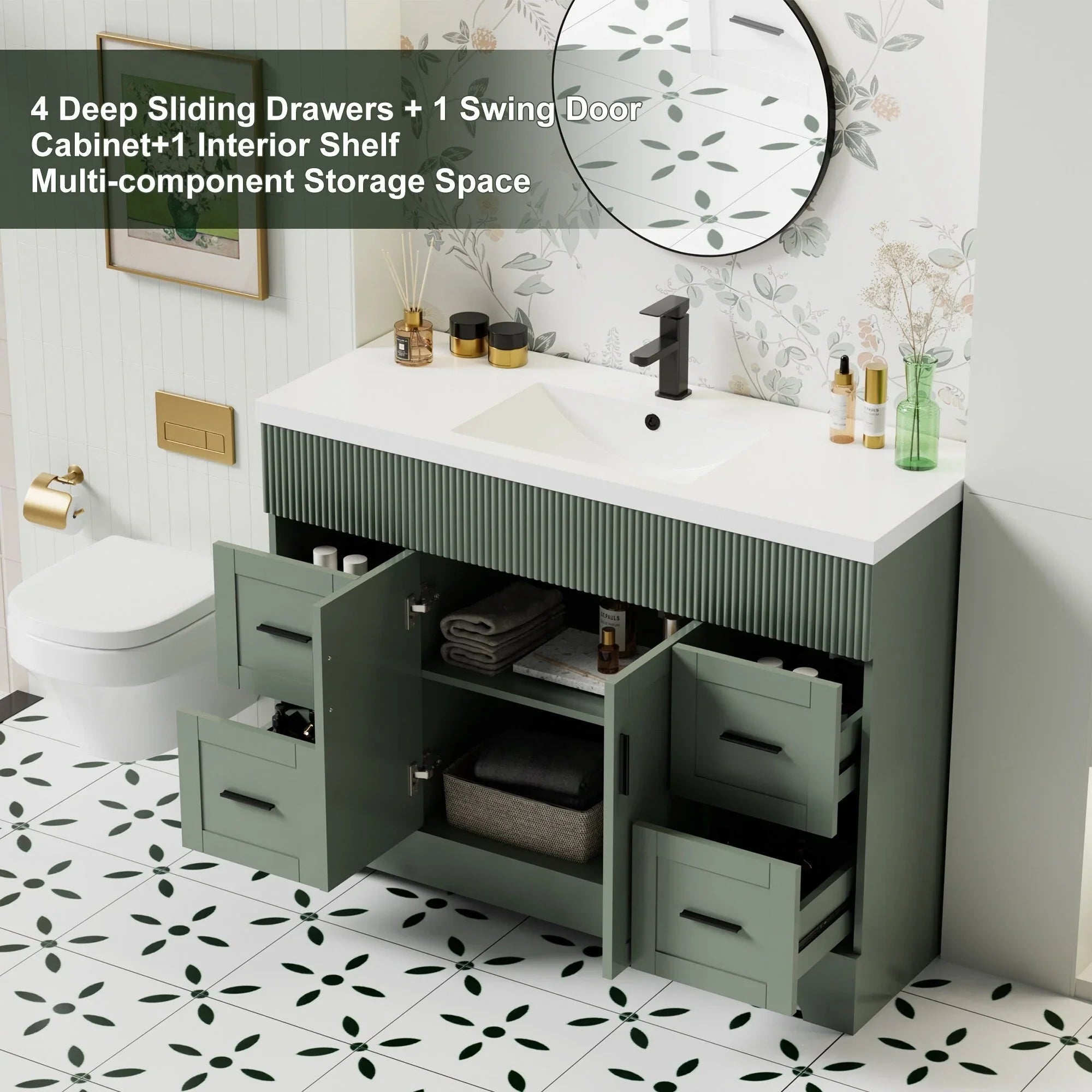 Mobile bagno 30/36/48 Wavy Line con lavabo e rubinetto