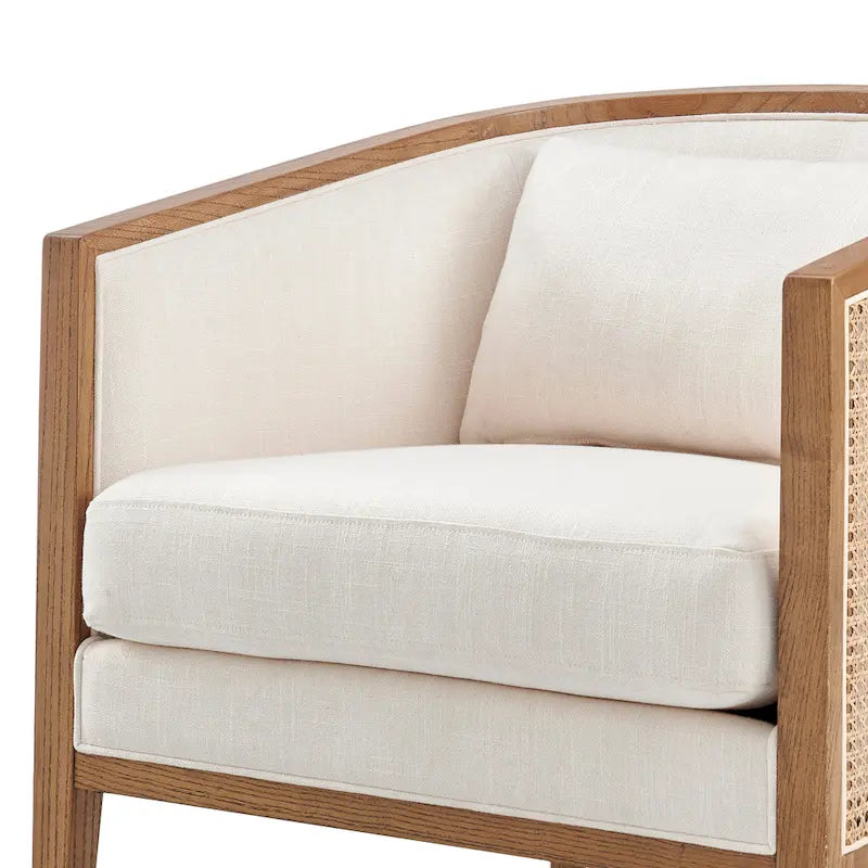 Poltrona d'Appoggio in Lino Tillman con Rattan